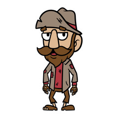 Cartoon Homeless Person Vector Illustration
