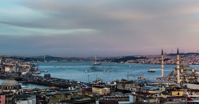 Ultra HD 4K tracking shot time lapse photography, traffic on Bosphorus at istanbul Turkey, shot in RAW
