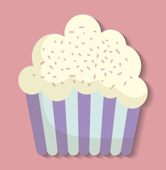 cupcake icon over pink background. colorful design. vector illustration