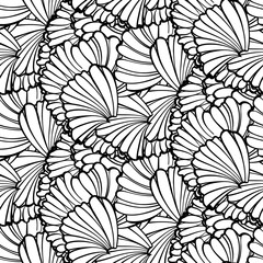 Vector floral black and white seamless pattern