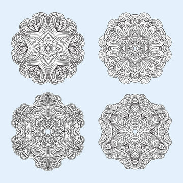 Vector decorative mandala patterns set