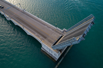 Aerial image Venetian Causeway open bridge
