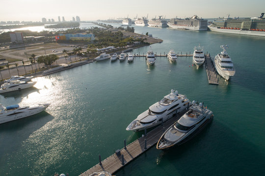 Aerial photo Luxury yachts in Miami