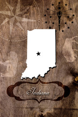 Poster Indiana state map outline