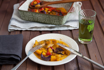Baked pumpkin with vegetables