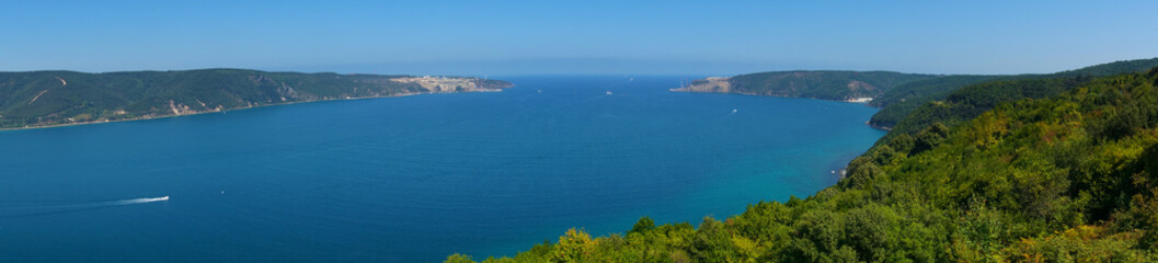 Fototapeta na wymiar Seascape panorama of entrance to Black Sea