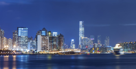 Obraz na płótnie Canvas Victoria Harbor of Hong Kong city at night
