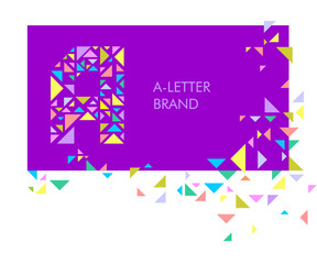 Creative logo for the corporate identity of the company: the letter A. The letter is made up of bright parts, triangles. A mosaic letter, a kaleidoscope. Modern style.  Geometry.