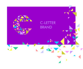 Creative logo for the corporate identity of the company: the letter C. The letter is made up of bright parts, triangles. A mosaic letter, a kaleidoscope. Modern style.  Geometry.
