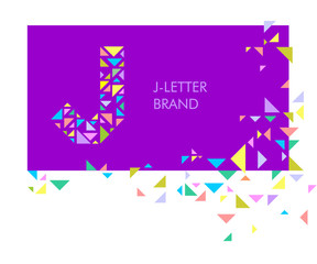 Creative logo for the corporate identity of the company: the letter J. The letter is made up of bright parts, triangles. A mosaic letter, a kaleidoscope. Modern style.  Geometry.