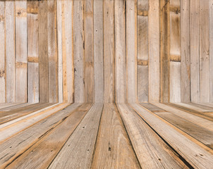 Wooden wall and wooden floor, background and texture.