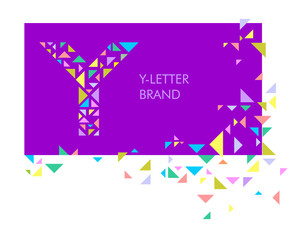 Creative logo for the corporate identity of the company: the letter Y. The letter is made up of bright parts, triangles. A mosaic letter, a kaleidoscope. Modern style.  Geometry.