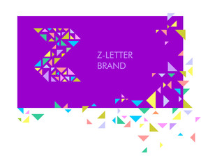 Obraz premium Creative logo for the corporate identity of the company: the letter Z. The letter is made up of bright parts, triangles. A mosaic letter, a kaleidoscope. Modern style. Geometry.