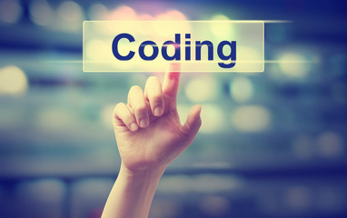 Coding concept with hand