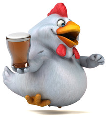 Fun chicken - 3D Illustration