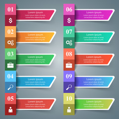 Infographic design. List of 10 items.
