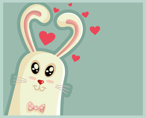 Obraz premium Cute Easter Bunny with Heart Shaped Ears