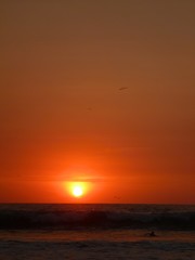 Sunset with red sky in Ayampe Ecuador