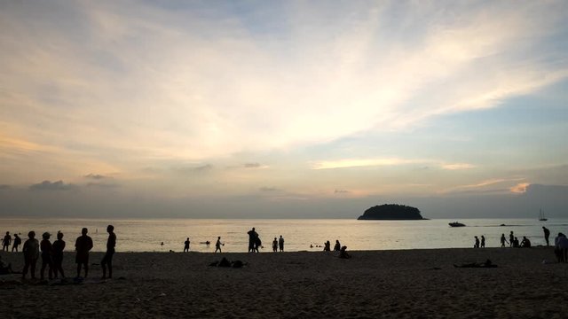 4K Time - lapse  sunset at kata  bech , PHUKET THAILAND