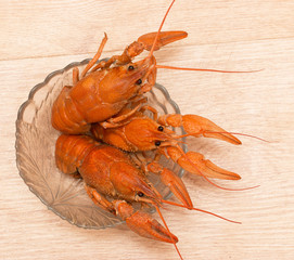 Boiled crayfish against white background