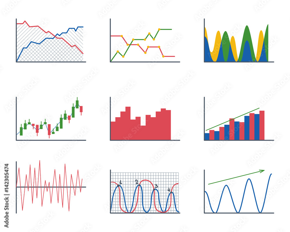 Poster business data graph analytics elements bar pie charts diagrams and flat icon infographics design iso