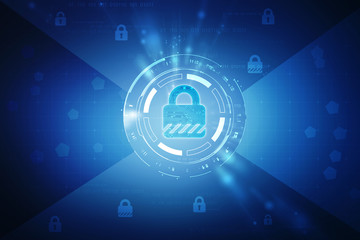 2d illustration Safety concept: Closed Padlock on digital background