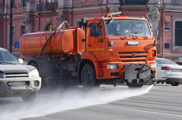 Special vehicles for watering roads.