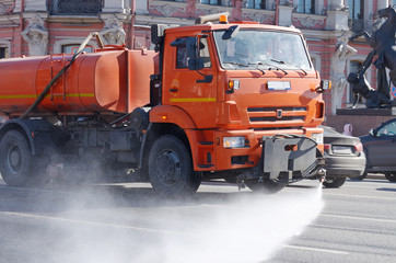 Special vehicles for watering roads.