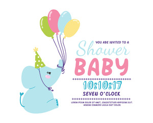 Baby shower badge happy mothers day insignias elephant sticker stamp icon frame and card design doodle vintage hand drawn element vector illustration.