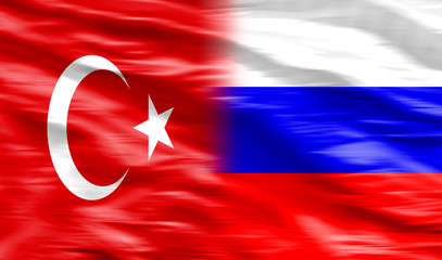 Obraz premium Turkish - Russian flag