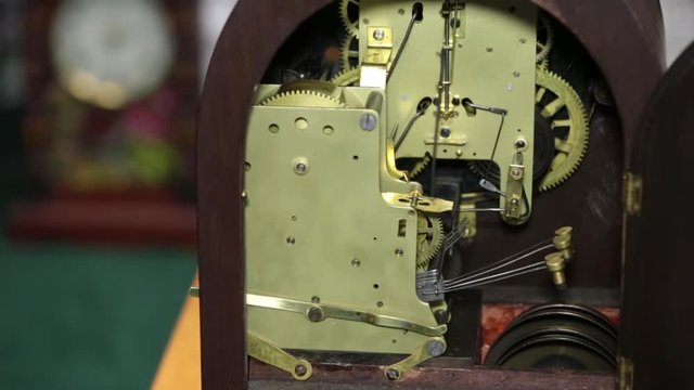 Inside Old Clock Chime Mechanism and Gearwork