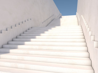  Architectural concept with stairs. 3D rendering