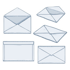 Vector Set of Cartoon White Envelopes.