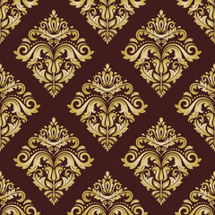 Damask classic golden pattern. Seamless abstract background with repeating elements