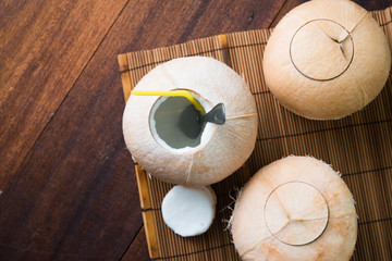 coconut drink top down view