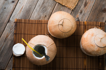 coconut drink top down view