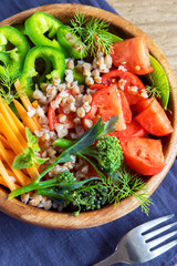 vegetable salad with buckwheat
