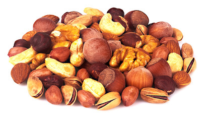 mix nuts on white background