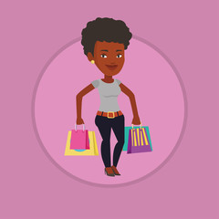 Happy woman with shopping bags vector illustration