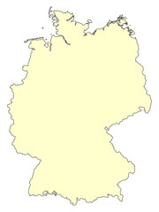 Yellow map of Federal Republic of Germany isolated on white background. Vector illustration. EPS10