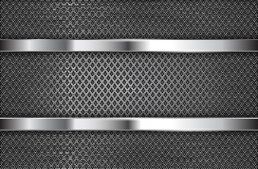 Metal chrome brushed background with perforation