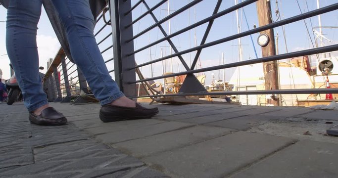 TEL AVIV. March 20, 2017.Panoramic landscape view of Tel Aviv from the old city of Jaffa Yafo city promenade. Woman is see.
