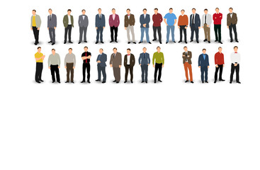 Vector, illustration, collection of men