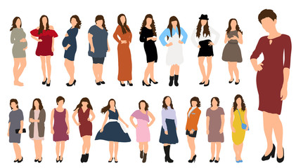 Fototapeta premium Vector, illustration, collection people, a set of girls