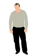 Vector, isolated, man in sweater