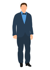 Fototapeta premium Vector, isolated, man standing in a bow tie