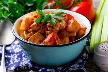 Vegan Irish Stew with Vegetables and tofu