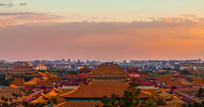 Forbidden City panorama, Beijing, China. 4k Timelapse