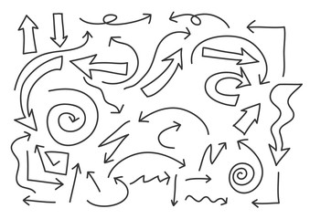 arrows hand drawn line art vector set illustration