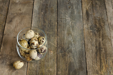Glass jar with quail eggs